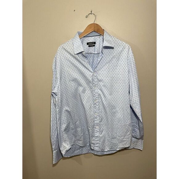 Bugatchi Shaped Fit Flip Cuff Shirt Men’s XL Long Sleeve Buttons Floral Blue - Picture 2 of 6